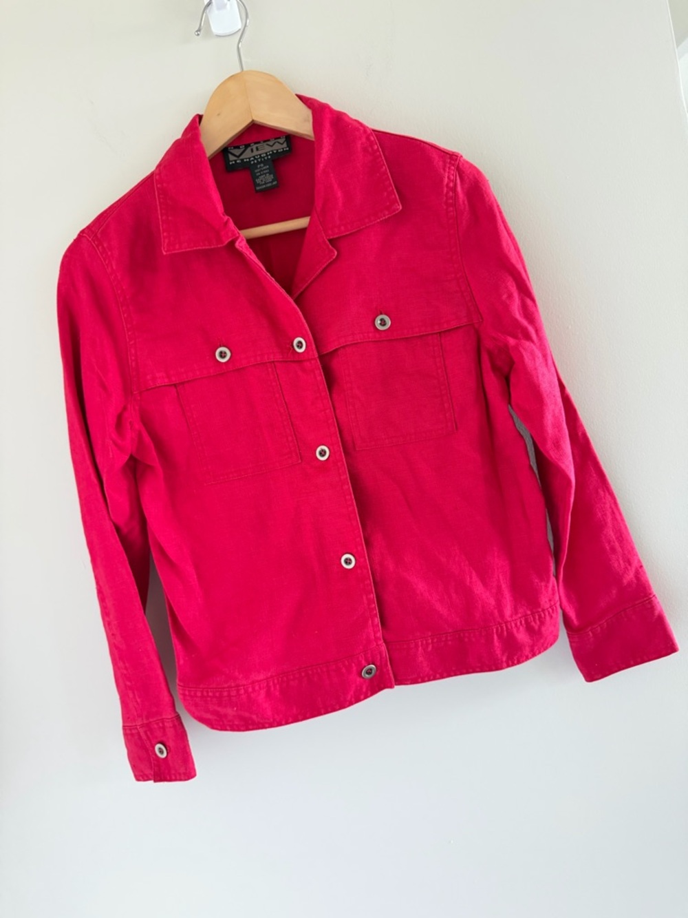 Vintage Y2K Red Linen Jacket Petite Small Cropped Lightweight Summer Chic Layer